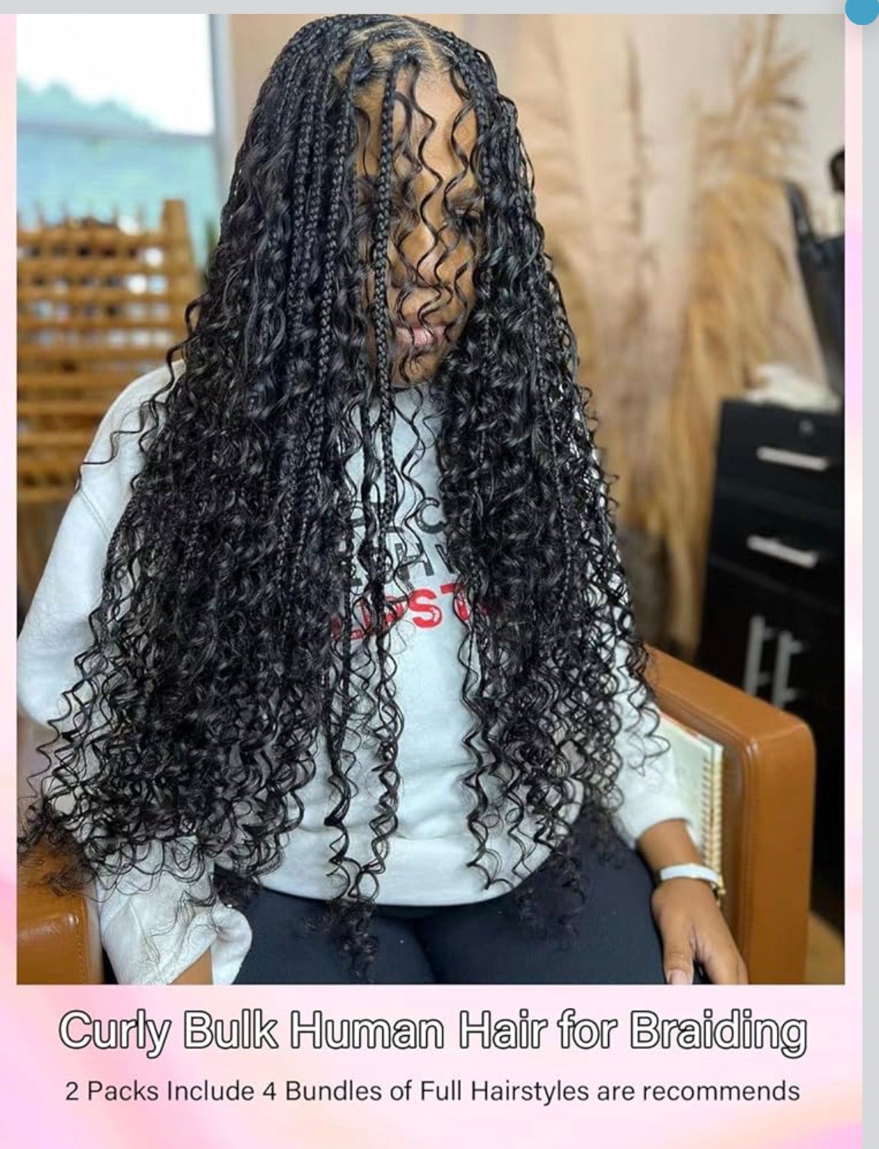 18 inchBoho curly 100 Percent Human Braiding Hair For Boho Braids Curly Human Hair