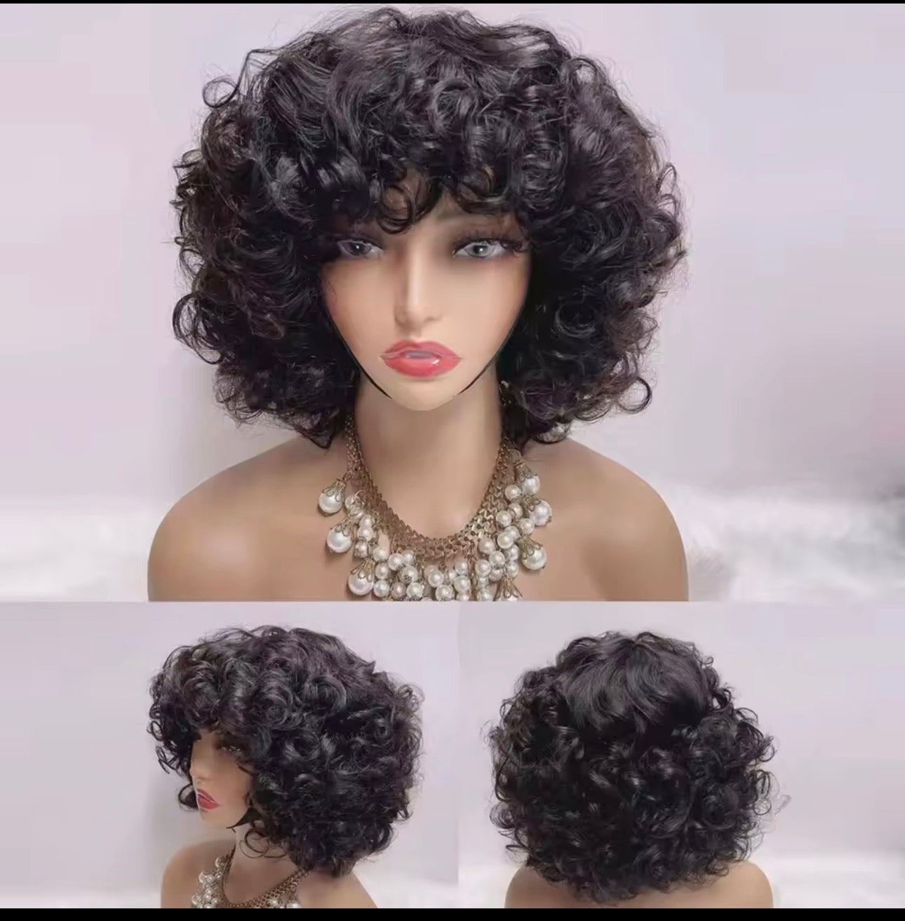 SDD Bouncy Bangs Wig – 10 Inch Human Hair