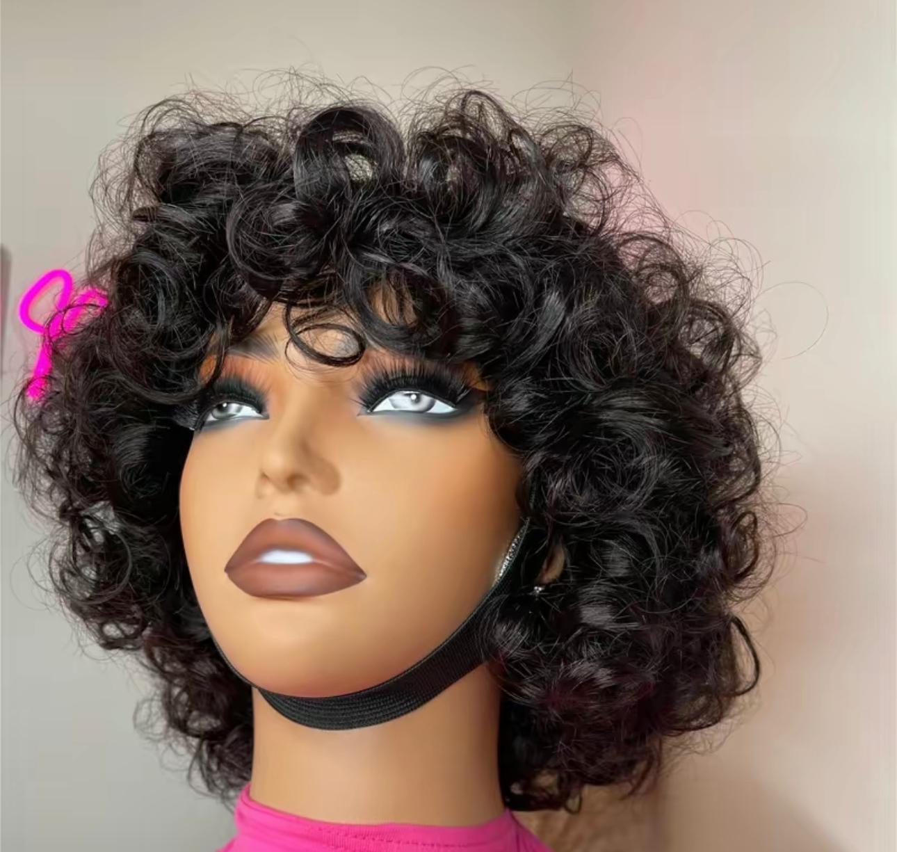 SDD Bouncy Bangs Wig – 10 Inch Human Hair