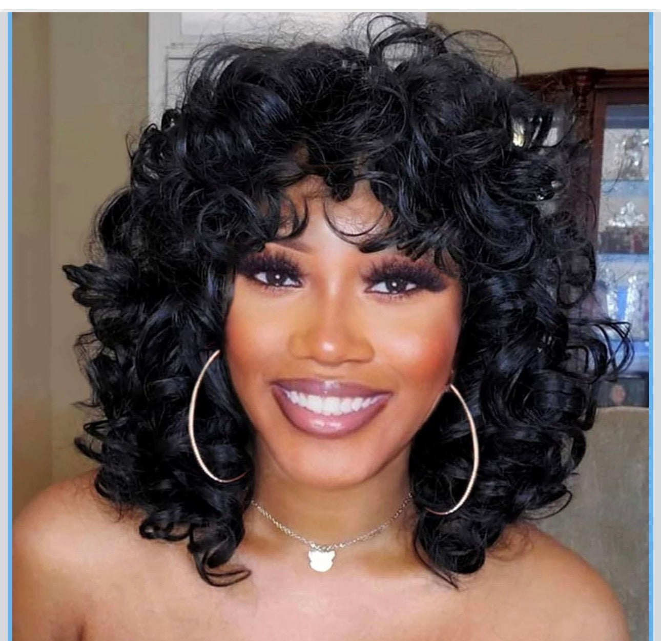 SDD Bouncy Bangs Wig – 10 Inch Human Hair