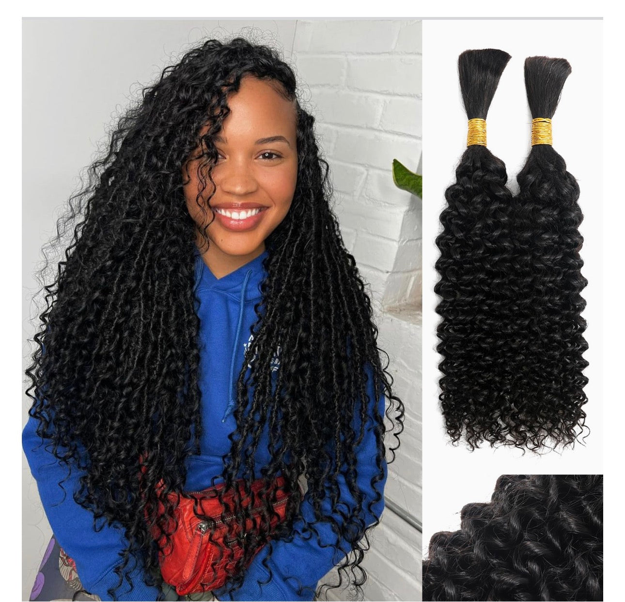 18 inchBoho curly 100 Percent Human Braiding Hair For Boho Braids Curly Human Hair